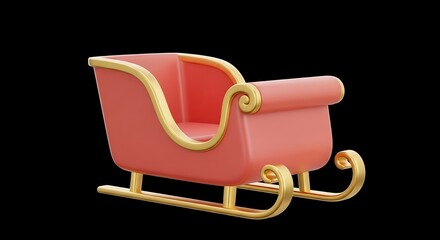 Festive Pink and Gold Sleigh with Elegant Curves, Perfect for Holiday Decor and Winter Celebrations