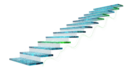 Data Stairway with Digital Network Flow isolated PNG with Transparent Background