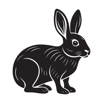Eastern cottontail rabbit silhouette vector icon