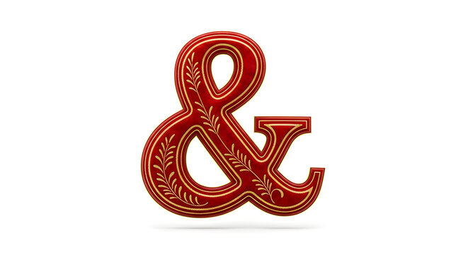 Red velvet Christmas ampersand with gold stitching detail. - Powered by Adobe