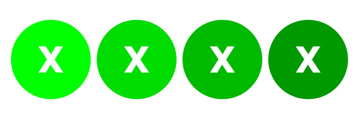 Green Circle Icons with X Symbols – Indicator or Marker Set