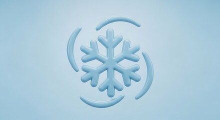 Minimalist Blue Snowflake Icon with Circular Motion Elements for Winter and Climate Themes