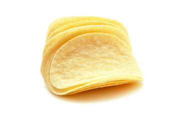 potato chips on white background