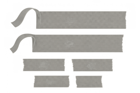 Transparent adhesive tape strips with ripped edges and curled ends, providing a textured element on a clean background - Powered by Adobe
