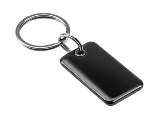 Blank black keychain tag isolated on transparent or white background, png