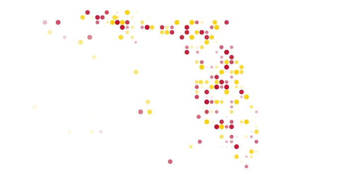 Particle Dot Cascade Outlining the Florida State Map Structure