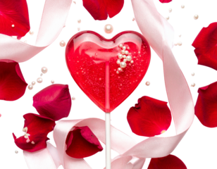  Romantic Candy Flat Lay – Heart Shaped Lollipop with Valentine Props
