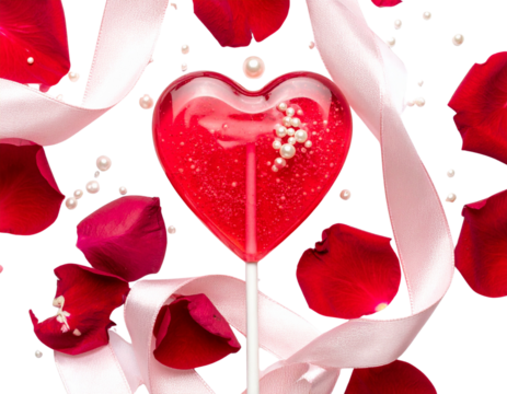  Romantic Candy Flat Lay – Heart Shaped Lollipop with Valentine Props