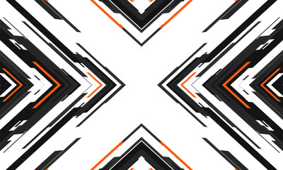 White abstract futuristic technology background concept with black and orange dynamic hi-tech digital arrows. Vector illustration