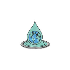 Fototapeta premium Earth inside water droplet symbolizing environmental sustainability 