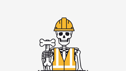 construction skeleton worker with helmet