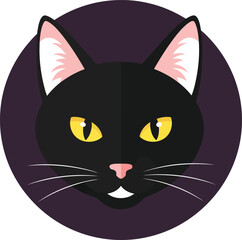 Obraz premium Black cat face cartoon vector illustration halloween pet animal art eps silhouette