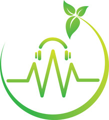 Heartbeat Leaf Medical Logo Design Health Nature Vector Template Icon
