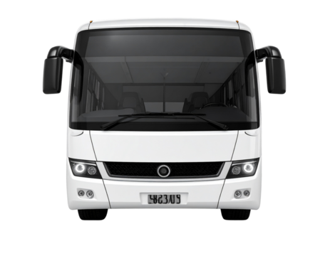  Futuristic White Public Bus with Smooth Design and LED Headlights PNG