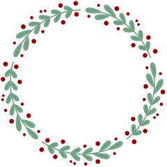 Christmas wreath  with holy  berries 
