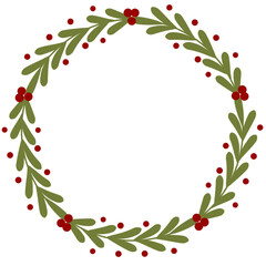 Christmas wreath  with holy  berries 
