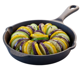 Tian provençal — layered French vegetable bake, isolated on transparent background, PNG