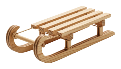 Winter sledding adventure snowy landscape wooden sleigh outdoors isolated on transparent background