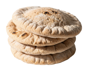 Freshly baked pita bread stacked kitchen food cozy isolated on transparent background