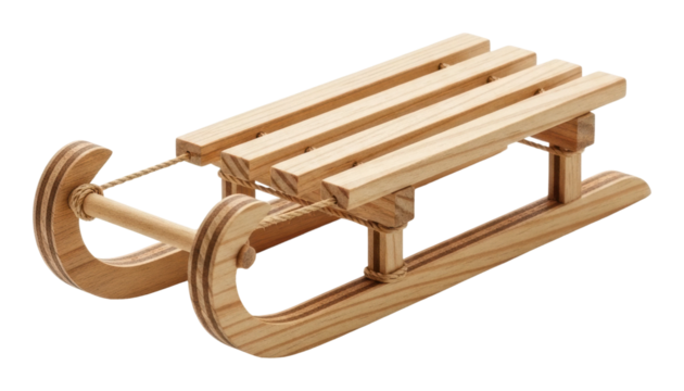 Winter sledding adventure snowy landscape wooden sleigh outdoors isolated on transparent background