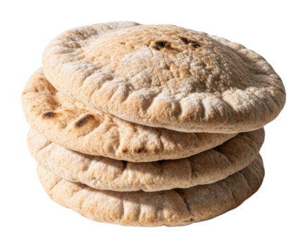 Freshly baked pita bread stacked kitchen food cozy isolated on transparent background