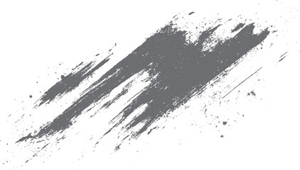 Gray abstract paint brush stroke splatter texture on white background with distressed effect black