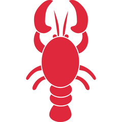 Bright Red Lobster Icon Silhouette on White Background Clean Outline Graphic Representation of Seafood Crustacean for Culinary and Nautical Themes