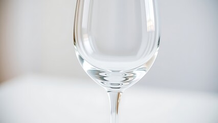 stemware. Crystal white wine glass with elegant stemware in a minimalist closeup composition. bar promotions, beverage menus, designed for food & beverage menus and cafe branding.