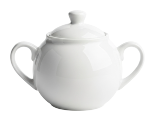 Elegant white teapot in a cozy kitchen home lifestyle isolated on transparent background