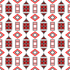 Abstract Modern Red and Black Geometric Pattern Background. Seamless. Vector Illustration