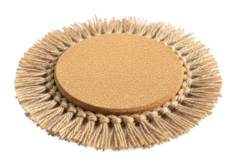 Stylish cork coaster design home product isolated on transparent background