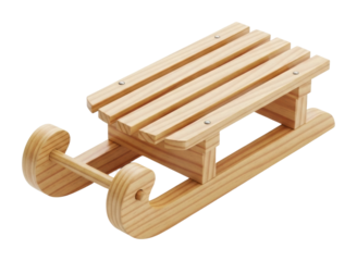 Winter fun sleigh ride snowy landscape wooden sled adventure isolated on transparent background