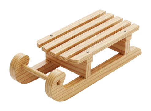 Winter fun sleigh ride snowy landscape wooden sled adventure isolated on transparent background