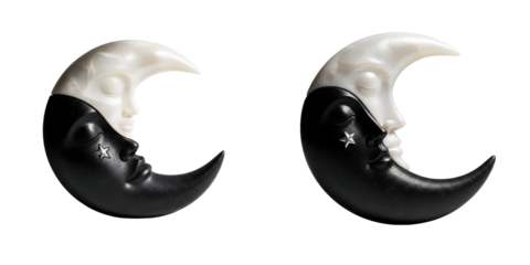 Moon faces sculpture isolated on transparent background