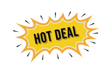 pop art style vector badge with 'hot deal' text in an explosion shape for flash sales, urgent promotions, and comic style marketing.