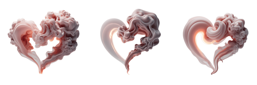 A Set For Heart fluid abstract shapes isolated on transparent background - Powered by Adobe