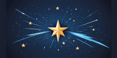 Dark blue starry night sky abstract background with bright Christmas snow sparkle decoration