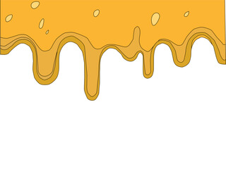 Melting cheese drip background. Smooth cheddar sauce pattern. Minimal liquid dairy splash texture for food design. Tasty snack topping abstract illustration wallpaper.