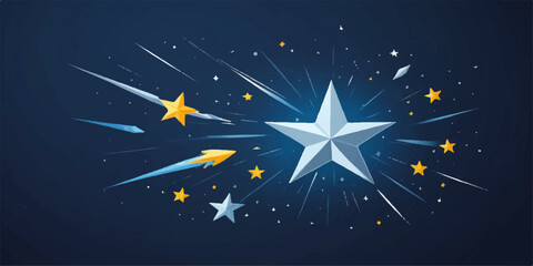 This illustration depicts a sparkling blue and yellow union of stars forming a pattern against the night sky, reminiscent of a Christmas holiday decoration