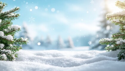 Winter wonderland scene featuring snow-covered pine trees serene forest landscape high-resolution photography bright daylight tranquil atmosphere seasonal beauty nature inspiration