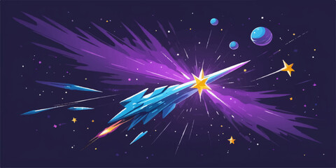 Abstract night sky with sparkling stars and brilliant space fireworks illustration