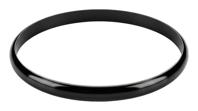 Elegant black bangle jewelry showcase product isolated on transparent background