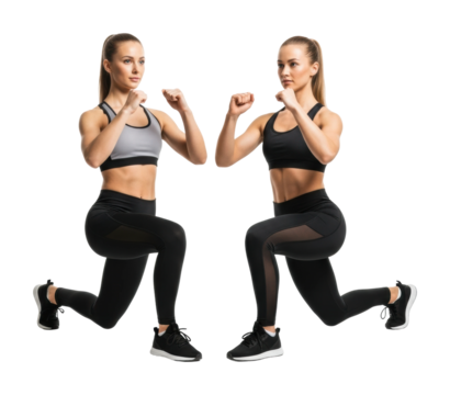 Fitness action gym exercise pose dynamic environment isolated on transparent background