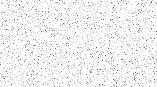 Seamless pattern of scattered small and medium sized grey dots on a white background with subtle texture