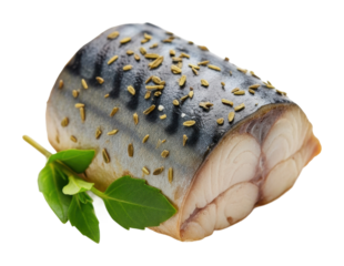 Grilled mackerel with herbs kitchen food isolated on transparent background