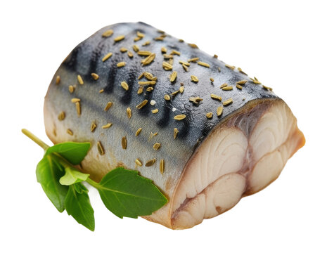 Grilled mackerel with herbs kitchen food isolated on transparent background