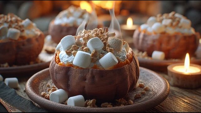 Baked Sweet Potatoes With Marshmallows Cozy Ambience
