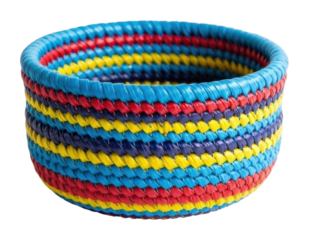 Colorful handwoven basket artisans workshop craft display isolated on transparent background