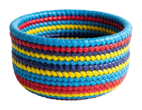 Colorful handwoven basket artisans workshop craft display isolated on transparent background