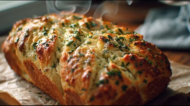Garlic Herb Bread Fresh From Oven Winter